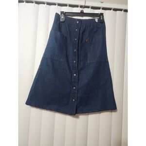 Vintage Clippers Denim Skirt Buttons Deep Pockets Midi A-line 7 8 READ